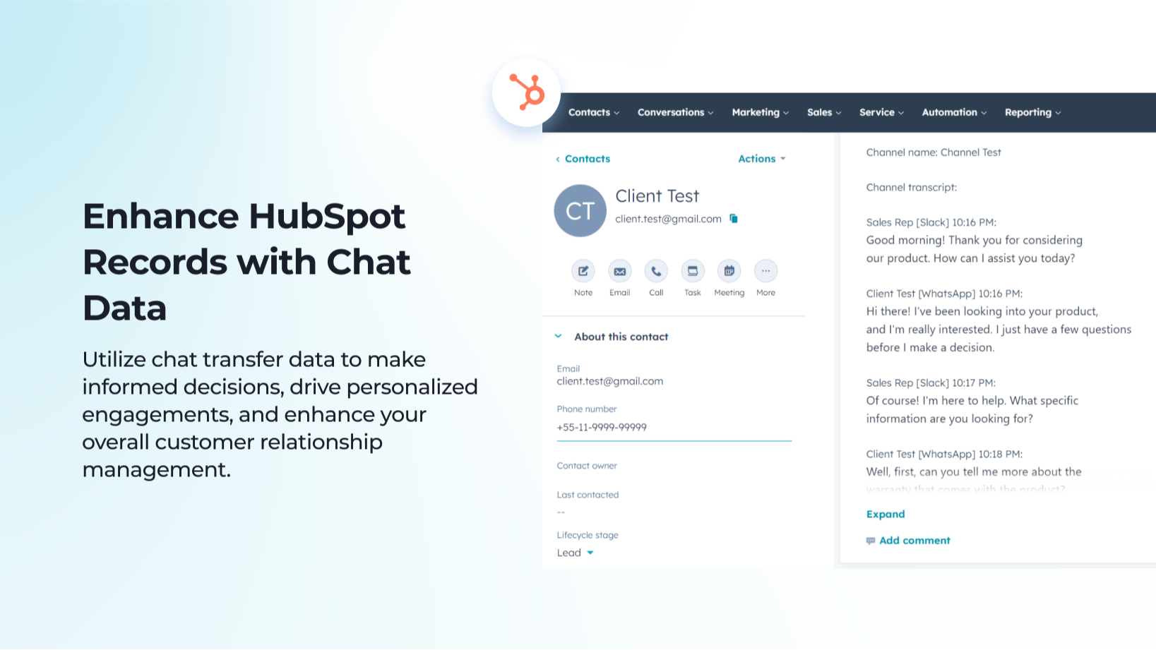 Enhanced HubSpot Records with Chat Data